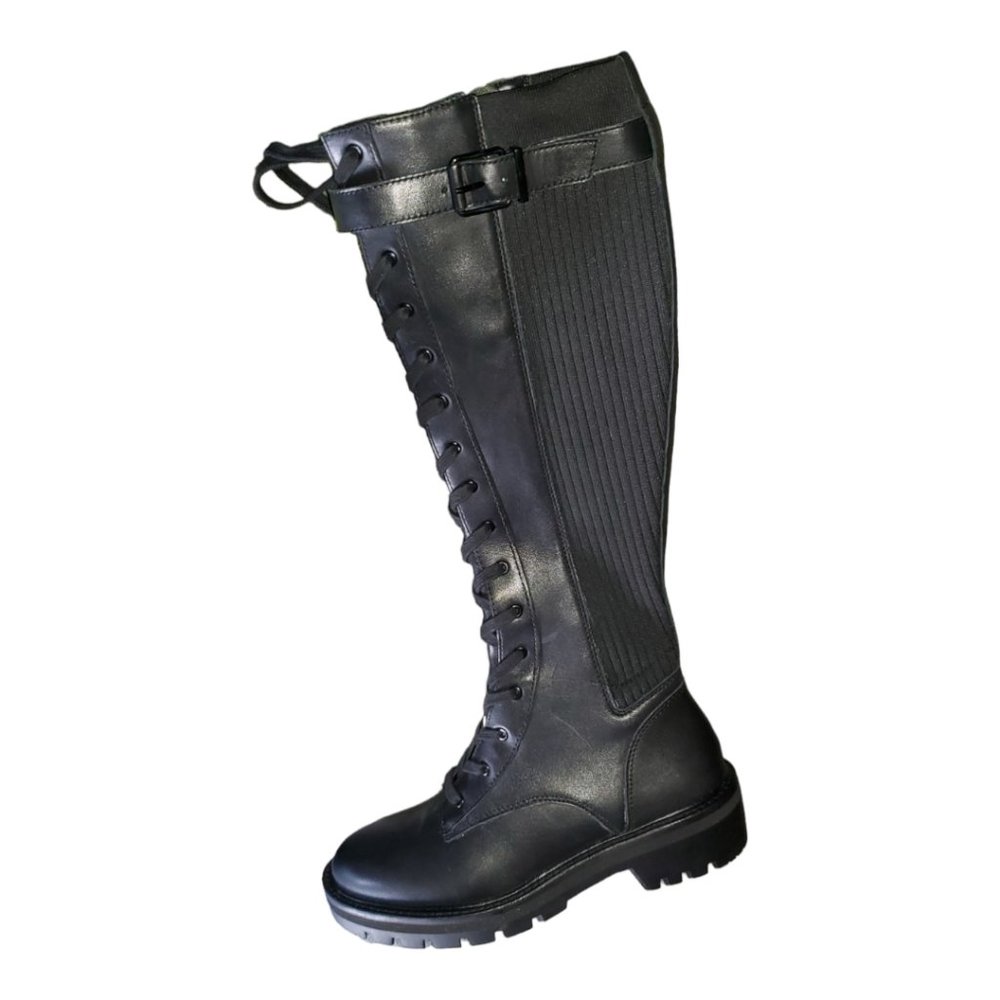KNEE HIGH, BLACK, COMBAT BOOTS, Antonio Melani, NWT  7